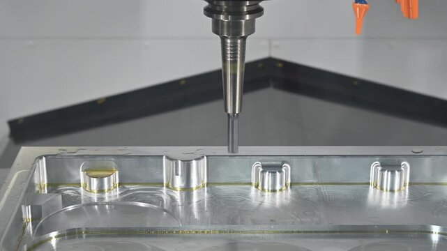 The CNC milling machine finish cut the aluminum mold parts by solid ball nose end mill tool.