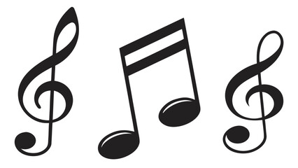 Illustration of musical notes and treble clef symbols arranged on a white background in a vector format vreated with genrated ai
