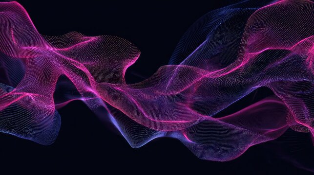 Digital wave particles forming an abstract flowing cyberspace background
