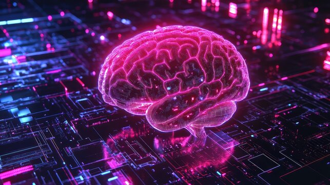 Digital brain connecting to neural network circuit board