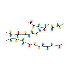 Naklejka premium Vector illustration of minimalist, colorful string lights isolated on white.