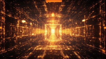 Digital data flowing through abstract network tunnel