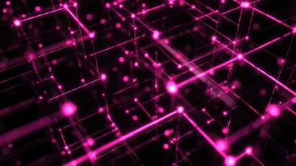 Digital network connections glowing pink lines and nodes