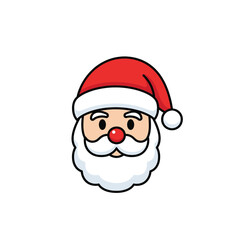 Adobe Illustrator Artwork, Cute flat Santa Claus face icon isolated on a white background. Vector Illustration