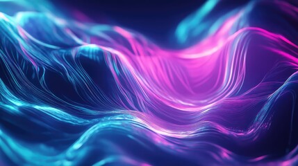 Abstract flowing neon light waves digital background