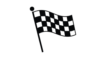Checkered flag waving on a pole, iconic symbol representing victory, finish line, success, competition, and racing achievement.