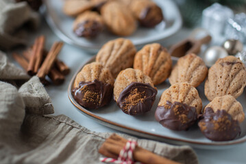 sweet home made gingerbread madeleines  for christmas