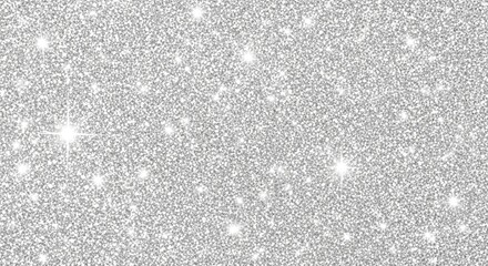 Elegant Silver Glitter Background with Sparkling Stars and Shimmering Texture Holiday Celebrations