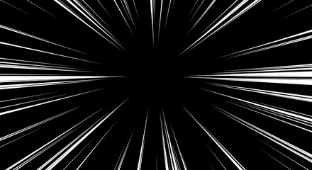 Obraz premium Abstract speed lines effect, motion blur, black and white, zoom effect