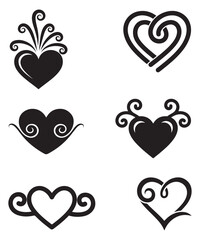 Decorative Heart Vector Icon Set for Valentine Day Designs.