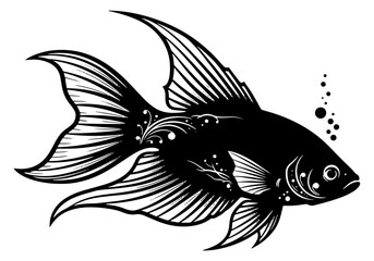 Vector illustration of a tropical marine bass fish with a simple design against a white background.