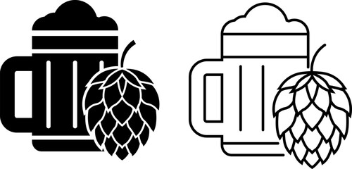 Beer mug logo design featuring hops, perfect for beverage branding and brewery identity