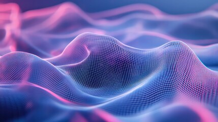 Abstract digital network grid forming a technology wave