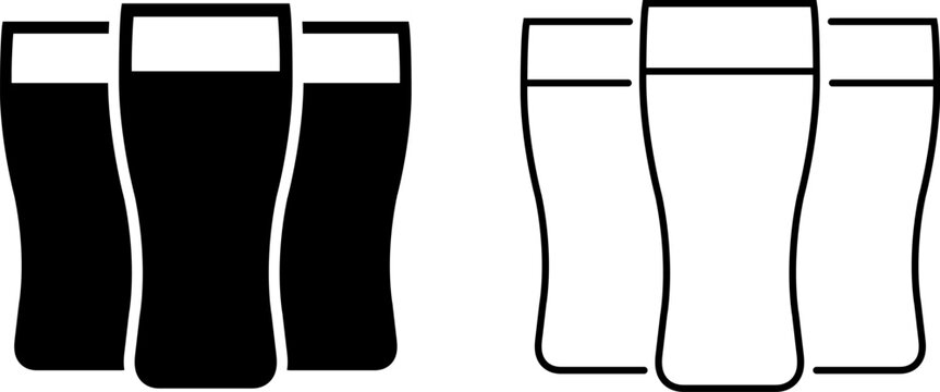 Icon representing three glasses in black and white style suitable for various design projects and branding needs