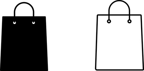 Icon representing shopping bags in two styles contrasting solid and outline designs