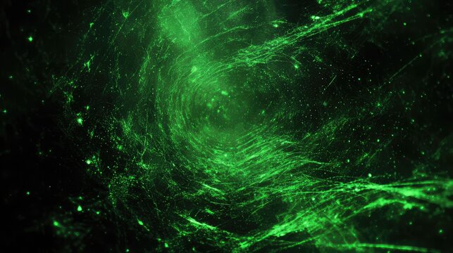 Green digital vortex creating futuristic data tunnel effect
