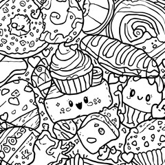 Coloring Pages Sweet Treats &ndash; Black & White Edition