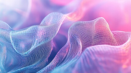 Abstract flowing mesh network creating glowing futuristic waves