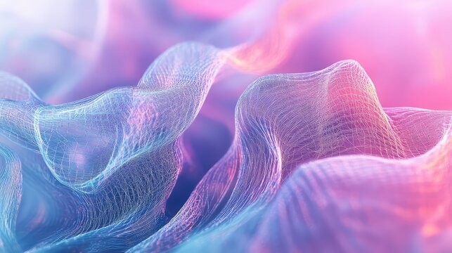 Abstract flowing mesh network creating glowing futuristic waves - Powered by Adobe