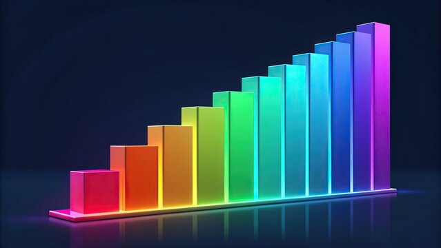 Colorful bar chart showing upward trend and growth