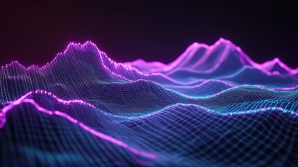 Digital landscape visualizing sound waves or data fields