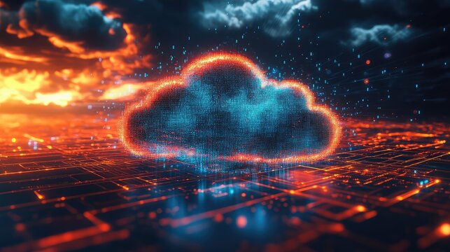 Cloud computing data network technology connecting global digital infrastructure