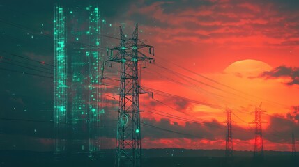 Smart grid power lines transmitting digital energy data