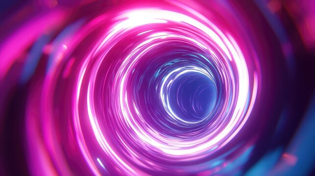 Abstract futuristic light tunnel with neon glow