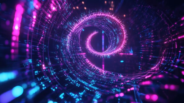 Cyber network spiral tunnel traveling digital data