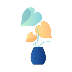 Indoor Potted Plant Vector Flat Gradient Illustration Light Healing Minimalist Nordic Home Aesthetic Asset
