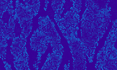 3D blue techno background. Big data visualization on dark space with dotted lines shape effect decoration. Modern graphic design element dots circle style concept for flyer, card, or brochure cover