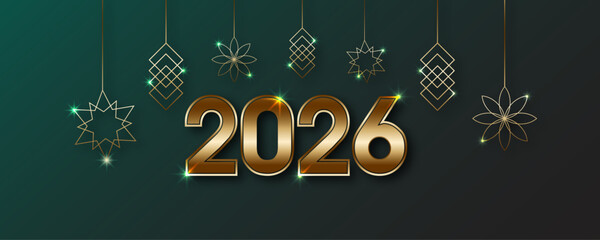 2026 golden new year festive background for holiday greetings, celebration banners, seasonal promotions, invitations, and digital designs.