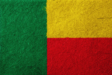 An abstract design featuring bold vertical green next to horizontal yellow and red blocks showcasing vibrant colors and subtle texture, creating a striking, simplistic, modern art