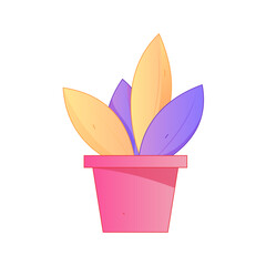 Indoor Potted Plant Vector Flat Gradient Illustration Light Healing Minimalist Nordic Home Aesthetic Asset
