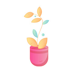 Indoor Potted Plant Vector Flat Gradient Illustration Light Healing Minimalist Nordic Home Aesthetic Asset
