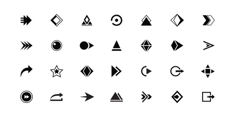 Geometric vector icon and symbol collection, Black navigation icons set