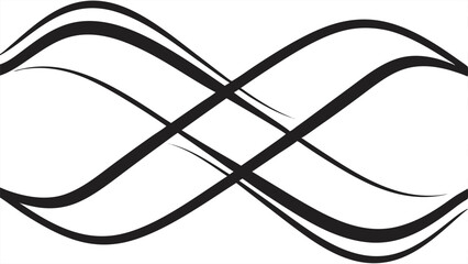 Abstract Black Intersecting Wave Lines on White Background border