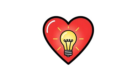 Heart with Idea Light Bulb Illustration