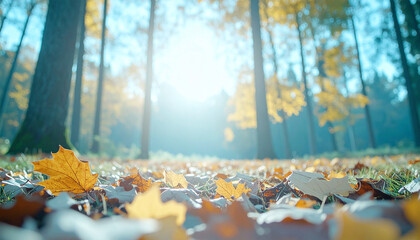 Morning Light &ndash; Golden Leaves in Autumn Forest