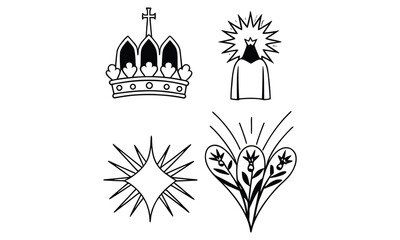 Naklejka premium Sacred Symbols and Celestial Hand-Drawn Icons Collection