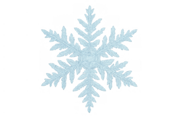 Snowflake ice crystal abstract shape on transparent background showing symmetrical winter frost pattern and crystal structure