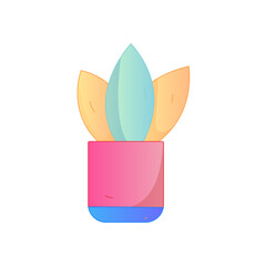 Indoor Potted Plant Vector Flat Gradient Illustration Light Healing Minimalist Nordic Home Aesthetic Asset
