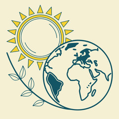 Illustration of the earth and sun symbolizing climate change and nature