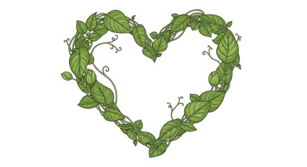 Heart Shaped Green Vine Frame Illustration