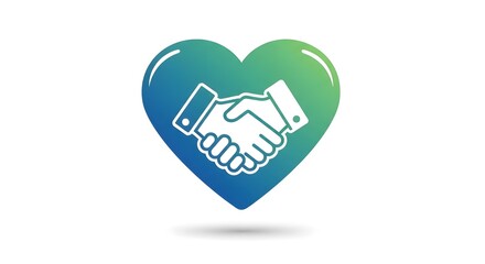 Handshake Icon Inside Gradient Heart Illustration