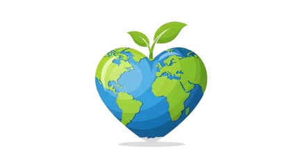Heart-Shaped Earth with Sprout Illustration