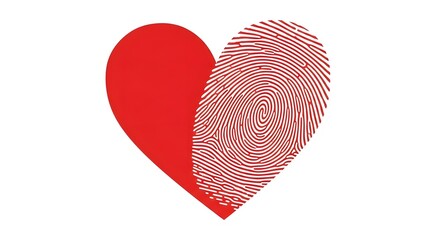Heart with Fingerprint - Love Identity Vector