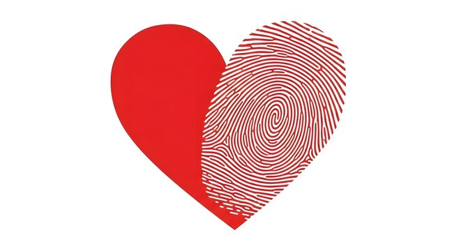 Heart with Fingerprint - Love Identity Vector