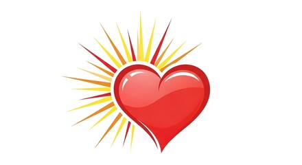 Radiant Heart Icon with Sunburst