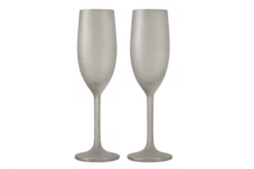 Two empty watercolor champagne flutes transparent background. Celebrating, new year, anniversary concept